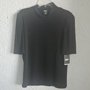 NWT DKNY Short Slerve Black Blouse | Size XL